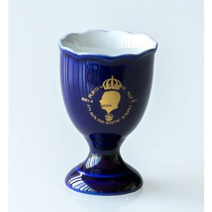 In memory of Gustav VI Adolf Hackefors Cobalt Blue King Egg Cup