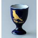 1982 Hackefors Cobalt Blue Egg Cup Bohemian Waxwing