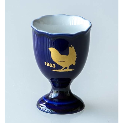 1983 Hackefors Cobalt Blue Egg Cup Black Grouse