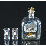 Holmegaard Wiberg Christmas Bottle including 2 dram glasses 1991