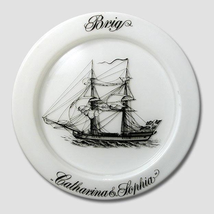 1973 Holmegaard Ship plate, the brig Catharina