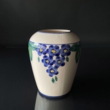 Vase, weiß mit blauer Blume