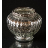 Antik sølv glas til fyrfadslys med metalring