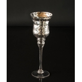 Glass candleholder with antique silver decor