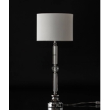 Lamp in chrome and crystal with round lampshade