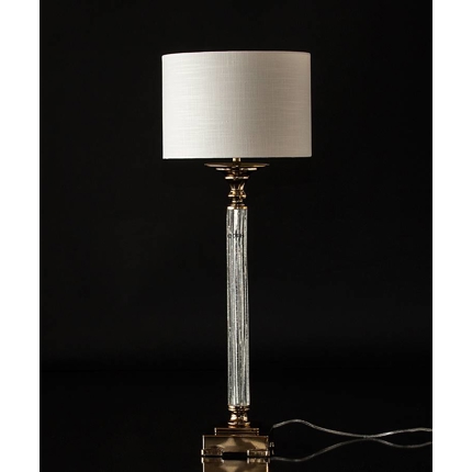 Golden lamp with crackeled glass and round lampshade
