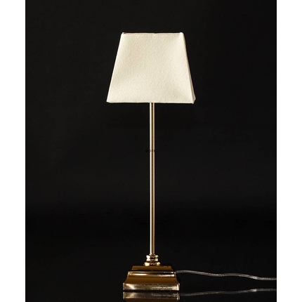 Golden lamp with rectangular foot and lampshade