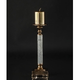 Golden candlestick with crackeled glass