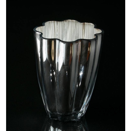Glass Vase with Silver Finish and grooves
