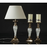 Stor candlestick golden and craquele glass