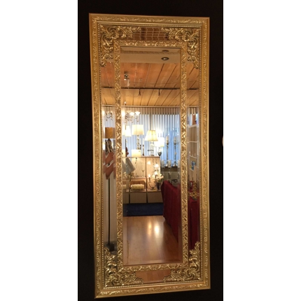 Facetslebet spejl med gylden dekor