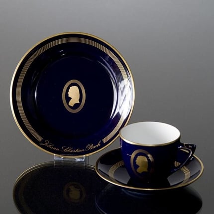 Composer Coffee set, Bach, Cup, saucer and cake plate no. 2,  Bing & Grondahl