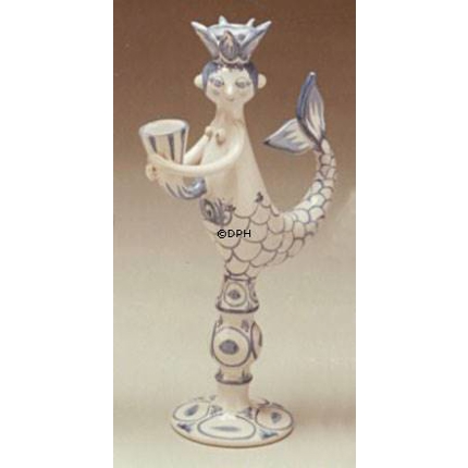 Wiinblad Kerzenhalter, Meerjungfrau, handbemalt, blau / weiß oder mehrfarbig