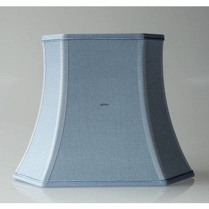 Narrow hexagonal lampshade height 31 cm, light blue silk fabric