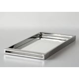 Low Rectangular Tray in Polished Steel with mirror