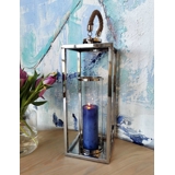 Tall lantern for Candles Silver finish