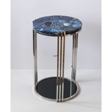 Rundt bord med bordplade af blå agat