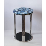 Round Table with Tabletop of Blue Agate, lille