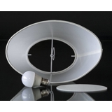Oval lampeskærm 14 cm i højden, hvid chintz stof