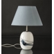 Oval lampeskærm 20 cm i højden, lys blå silke stof