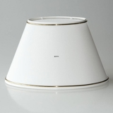 Oval lampeskærm 20 cm i højden, hvid chintz stof med guldkant