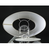 Oval lampeskærm 26 cm i højden, off white chintz stof med guldkant