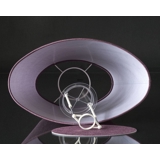 Oval lampshade height 30 cm, purple/dark rose coloured silk fabric