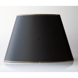 Oval lampeskærm 30 cm i højden, sort chintz stof med guldkant
