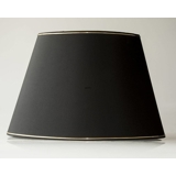 Oval lampeskærm 32 cm i højden, sort chintz stof med guldkant