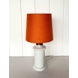 Lampeskærm, rund cylinderformet, retro, 18 cm i højden, orange hørstof