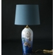 Round cylindrical lampshade height 21 cm, blue chintz fabric