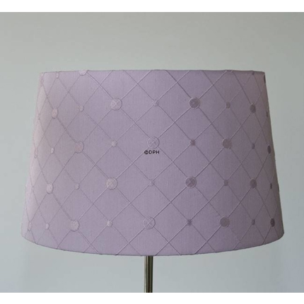 Rund cylinderformet lampeskærm 21 cm i højden, betrukket med rosa silke med mønster