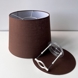 Rund cylinderformet lampeskærm 23 cm i højden, brun hørstof