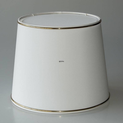 Rund cylinderformet lampeskærm 23 cm i højden, hvid chintz stof med guldkant