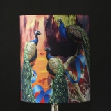 Round cylindrical lampshade, Pink with birds fabric, WITHOUT lid