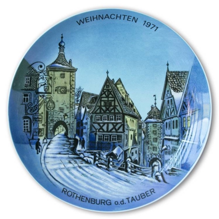 Porzellan Manufaktur München Christmas Plate 1971 Rothenburg o.d. Tauber