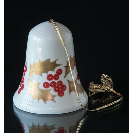 1975 Porsgrund Christmas bell without year and with leaves in gold