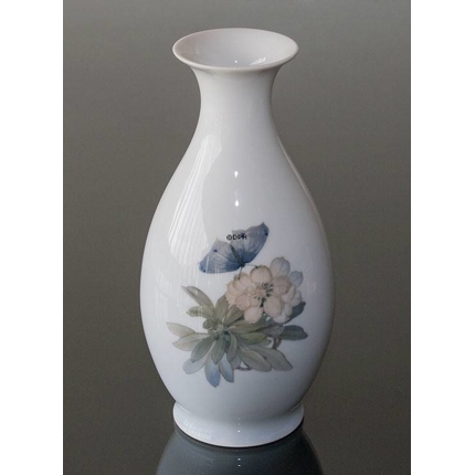 Vase med blomst og sommerfugl, unik signeret SA prøve, Royal Copenhagen