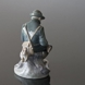 Jäger mit Hund, der seine Schrotflinte lädt, Royal Copenhagen Figur Nr. 084 oder 1087