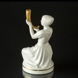 Pige med guldhorn, Royal Copenhagen overglasur figur nr. 12242, Hvid med guldhorn