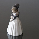 Amager Girl, Girl in regional costume looking shy, Royal Copenhagen figurine no. 093 or 1251
