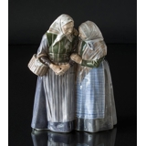 Two old women talking knowingly, Royal Copenhagen figurine No. 1319