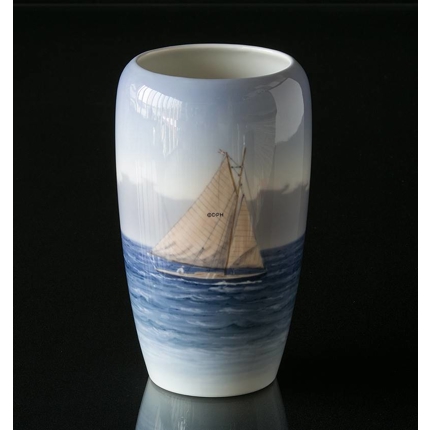 Vase with Sailing Ship, Royal Copenhagen No. 1484-237