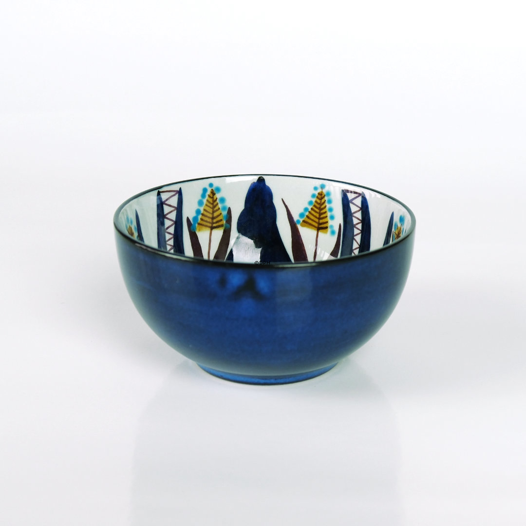 Blaue Fayenceschale signiert MJ, Royal Copenhagen Nr. 151-2196