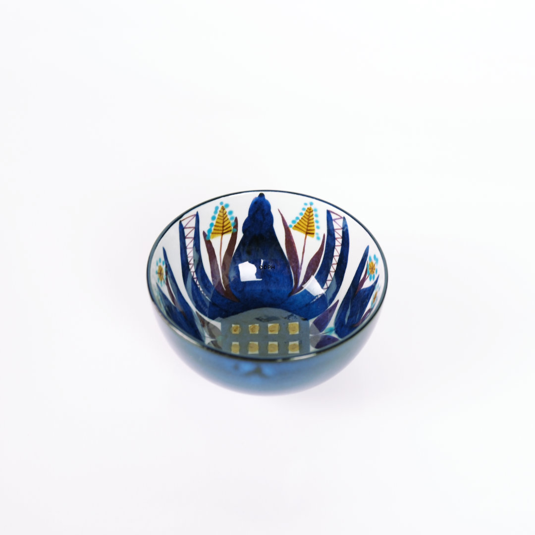 Blaue Fayenceschale signiert MJ, Royal Copenhagen Nr. 151-2196