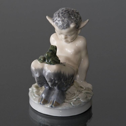 Faun (satyr, Pan) with frog, Royal Copenhagen figurine No. 1713