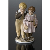 The Flight to America, Boy & Girl, Royal Copenhagen figurine. overglasur