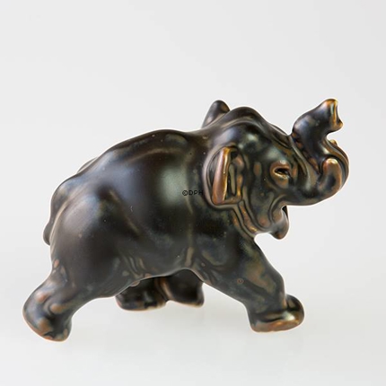 Elephant running with trunk high, Royal Copenhagen Stoneware figurine no. 20220