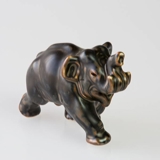 Elephant running with trunk high, Royal Copenhagen Stoneware figurine