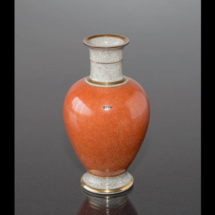 Vase orange, krakeleret 18cm, Royal Copenhagen nr. 212-3032